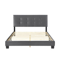 Viki Queen Platform Bed, Button Tufted, Dark Gray Velvet Upholstery  - BM347895