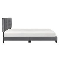 Viki Queen Platform Bed, Button Tufted, Dark Gray Velvet Upholstery  - BM347895