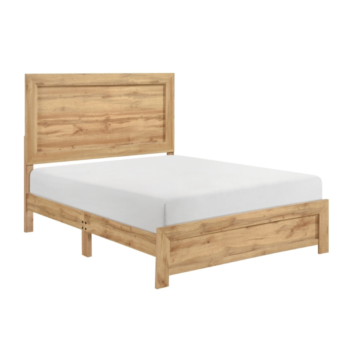 Eby Queen Size Bed, Panel Design, Natural Brown Melamine Laminate  - BM347896