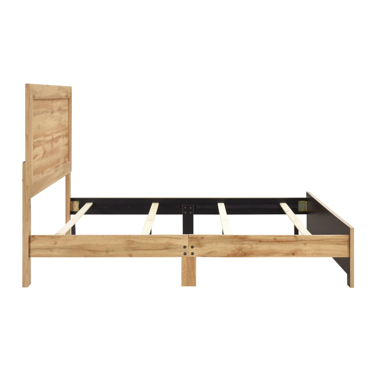 Eby Queen Size Bed, Panel Design, Natural Brown Melamine Laminate  - BM347896