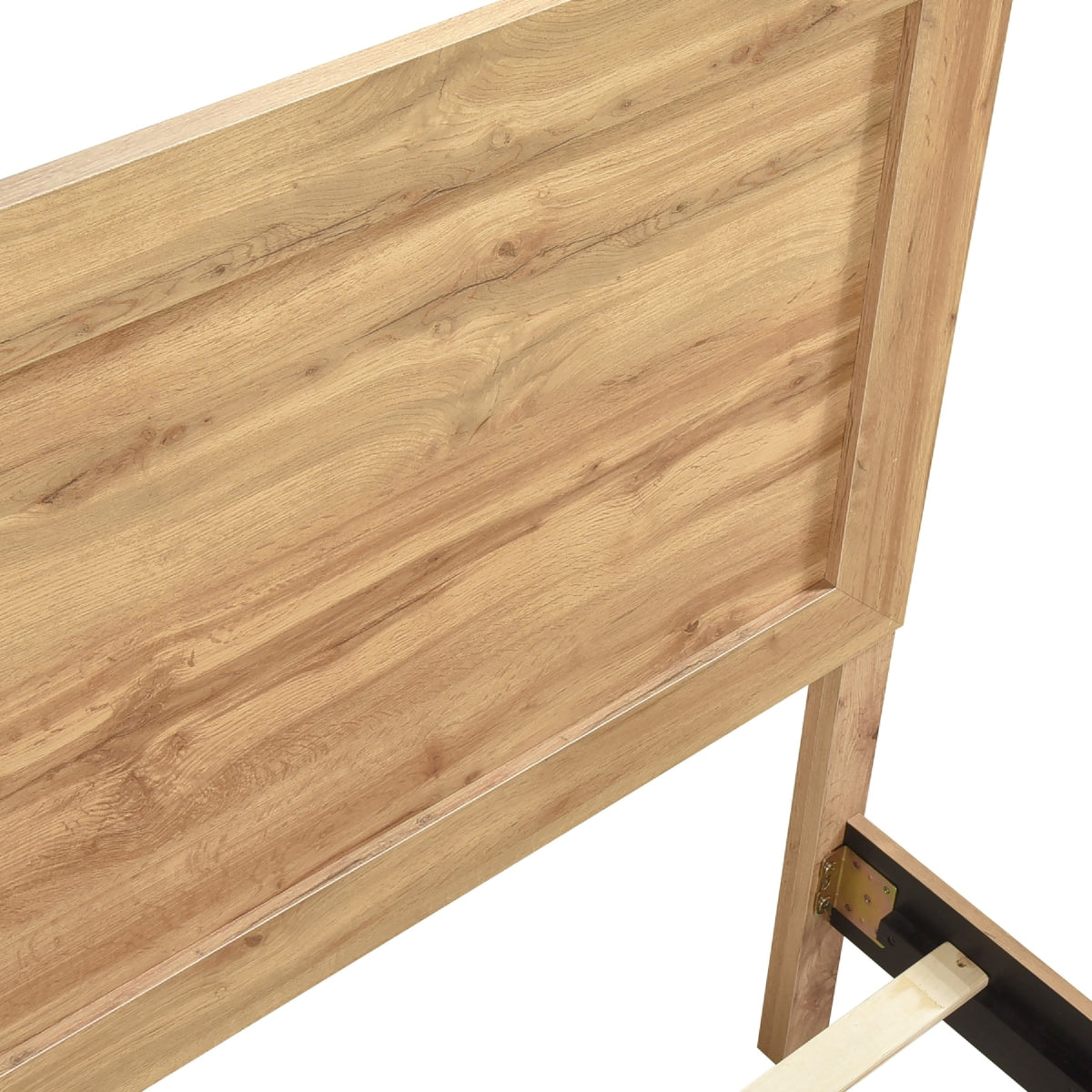 Eby Queen Size Bed, Panel Design, Natural Brown Melamine Laminate  - BM347896