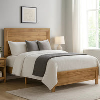 Eby Queen Size Bed, Panel Design, Natural Brown Melamine Laminate  - BM347896