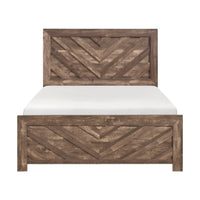 Eby Queen Size Bed, Modern Chevron Panel Design, Veneer Brown  - BM347899