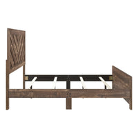 Eby Queen Size Bed, Modern Chevron Panel Design, Veneer Brown  - BM347899
