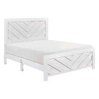 Eby Queen Size Bed, Modern Chevron Panel Design, White Veneer  - BM347904