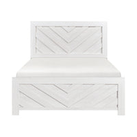 Eby Queen Size Bed, Modern Chevron Panel Design, White Veneer  - BM347904