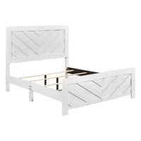 Eby Queen Size Bed, Modern Chevron Panel Design, White Veneer  - BM347904