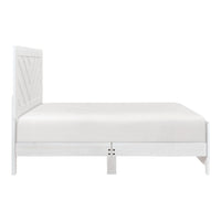 Eby Queen Size Bed, Modern Chevron Panel Design, White Veneer  - BM347904