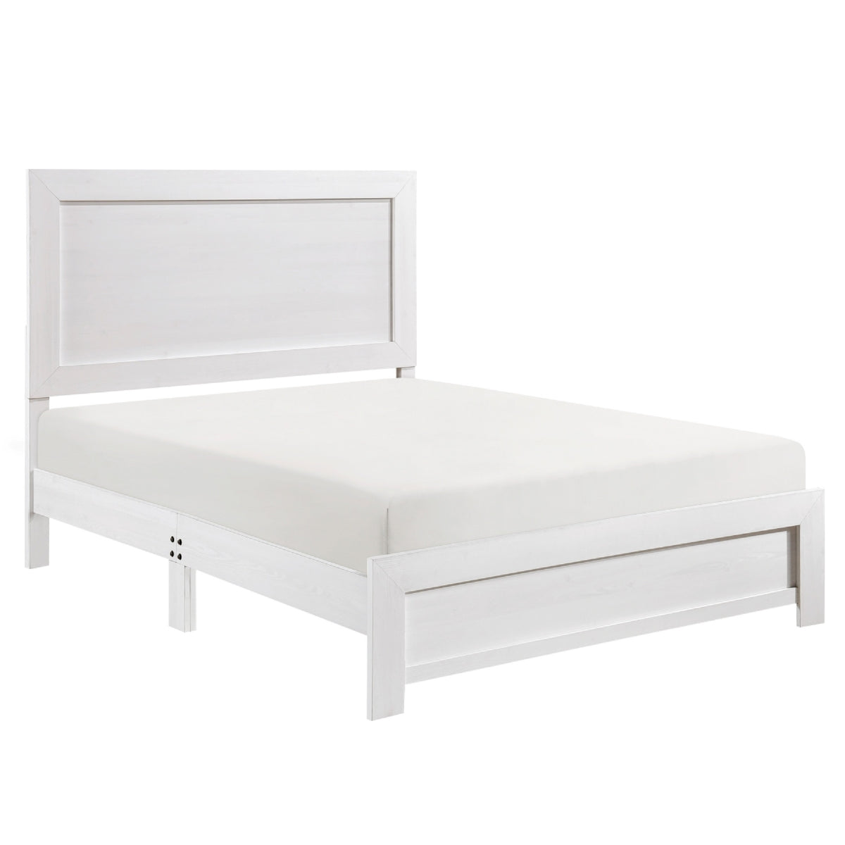 Eby Queen Size Bed, Modern Panel Design, 3D White Veneer and Wood  - BM347907