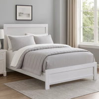 Eby Queen Size Bed, Modern Panel Design, 3D White Veneer and Wood  - BM347907