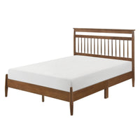 Kemo Queen Platform Bed, Transitional Slatted Headboard, Chestnut Brown  - BM347908