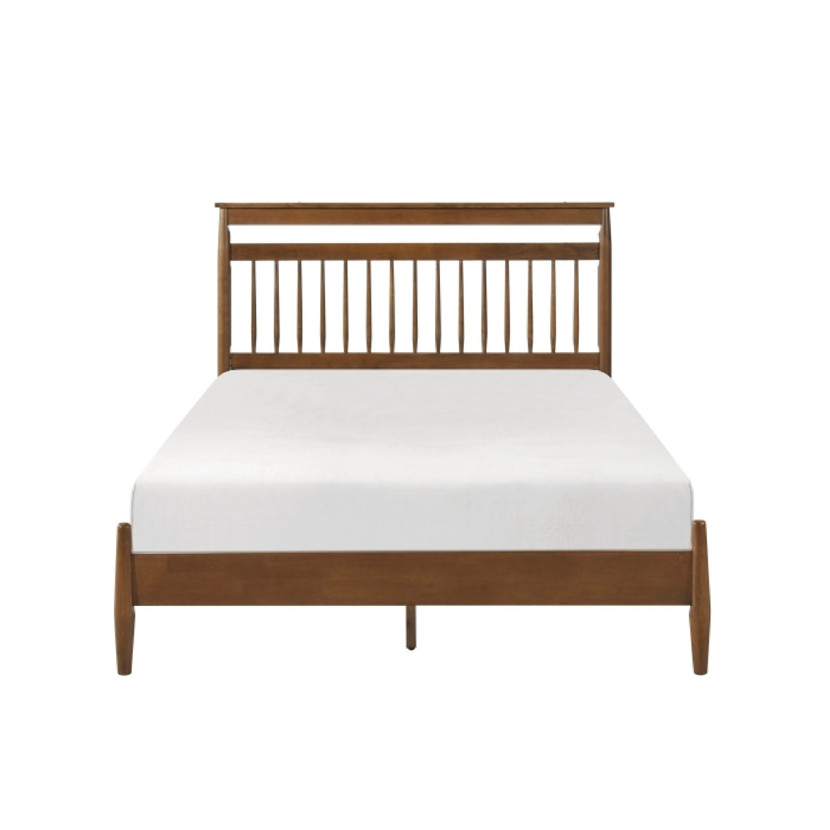 Kemo Queen Platform Bed, Transitional Slatted Headboard, Chestnut Brown  - BM347908