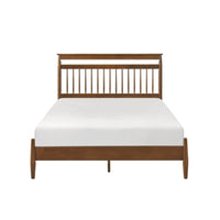 Kemo Queen Platform Bed, Transitional Slatted Headboard, Chestnut Brown  - BM347908