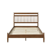 Kemo Queen Platform Bed, Transitional Slatted Headboard, Chestnut Brown  - BM347908