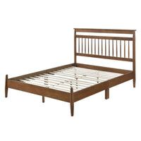 Kemo Queen Platform Bed, Transitional Slatted Headboard, Chestnut Brown  - BM347908