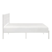 Annie Queen Size Platform Bed w Faux Cane Headboard, White Metal  - BM347911