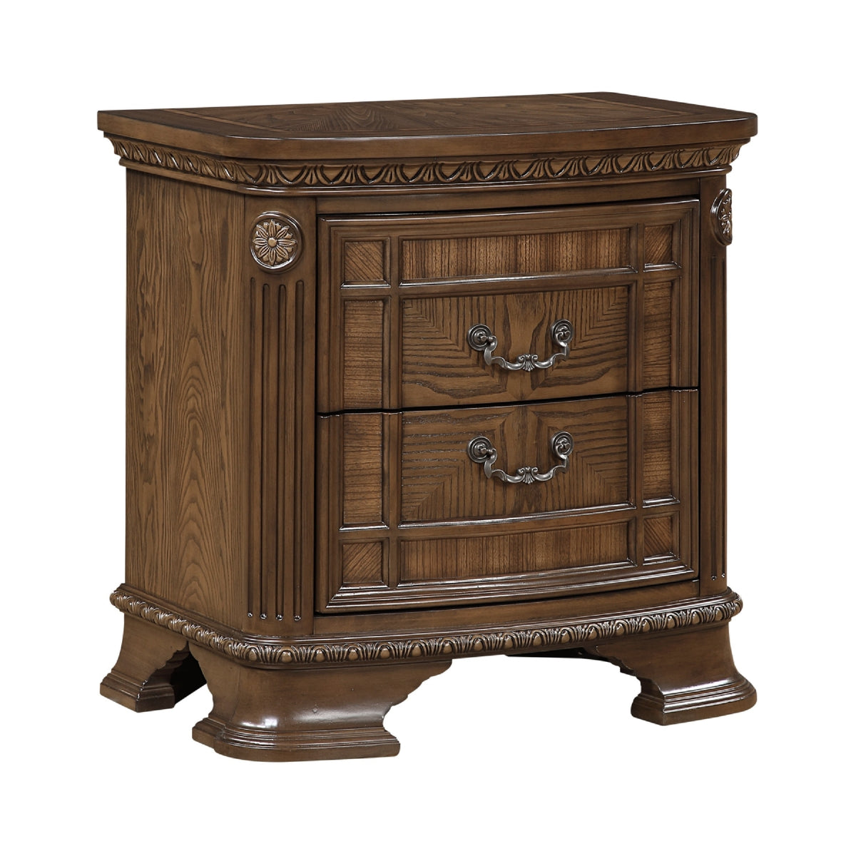 Brix Nightstand, 2 Drawers w Dark Bronze Drop Handles, Dark Brown  - BM347914