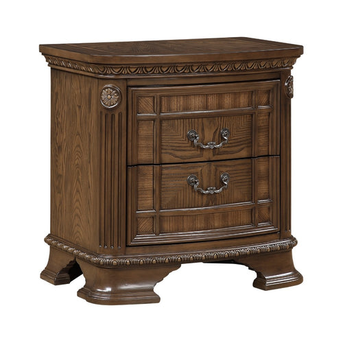 Brix Nightstand, 2 Drawers w Dark Bronze Drop Handles, Dark Brown  - BM347914