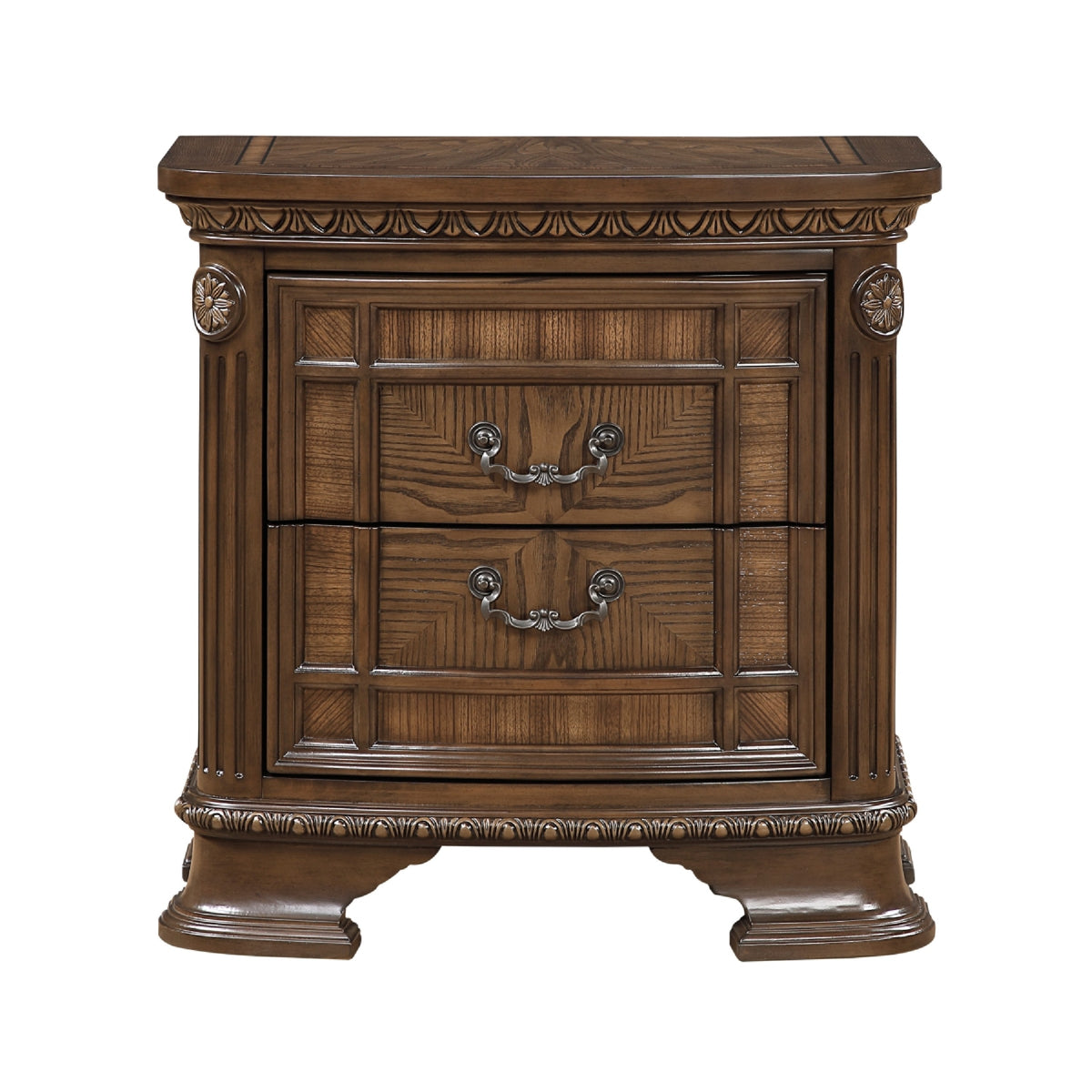Brix Nightstand, 2 Drawers w Dark Bronze Drop Handles, Dark Brown  - BM347914