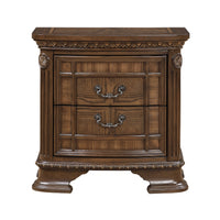 Brix Nightstand, 2 Drawers w Dark Bronze Drop Handles, Dark Brown  - BM347914