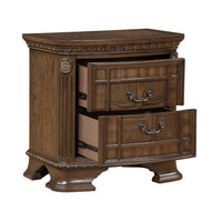 Brix Nightstand, 2 Drawers w Dark Bronze Drop Handles, Dark Brown  - BM347914