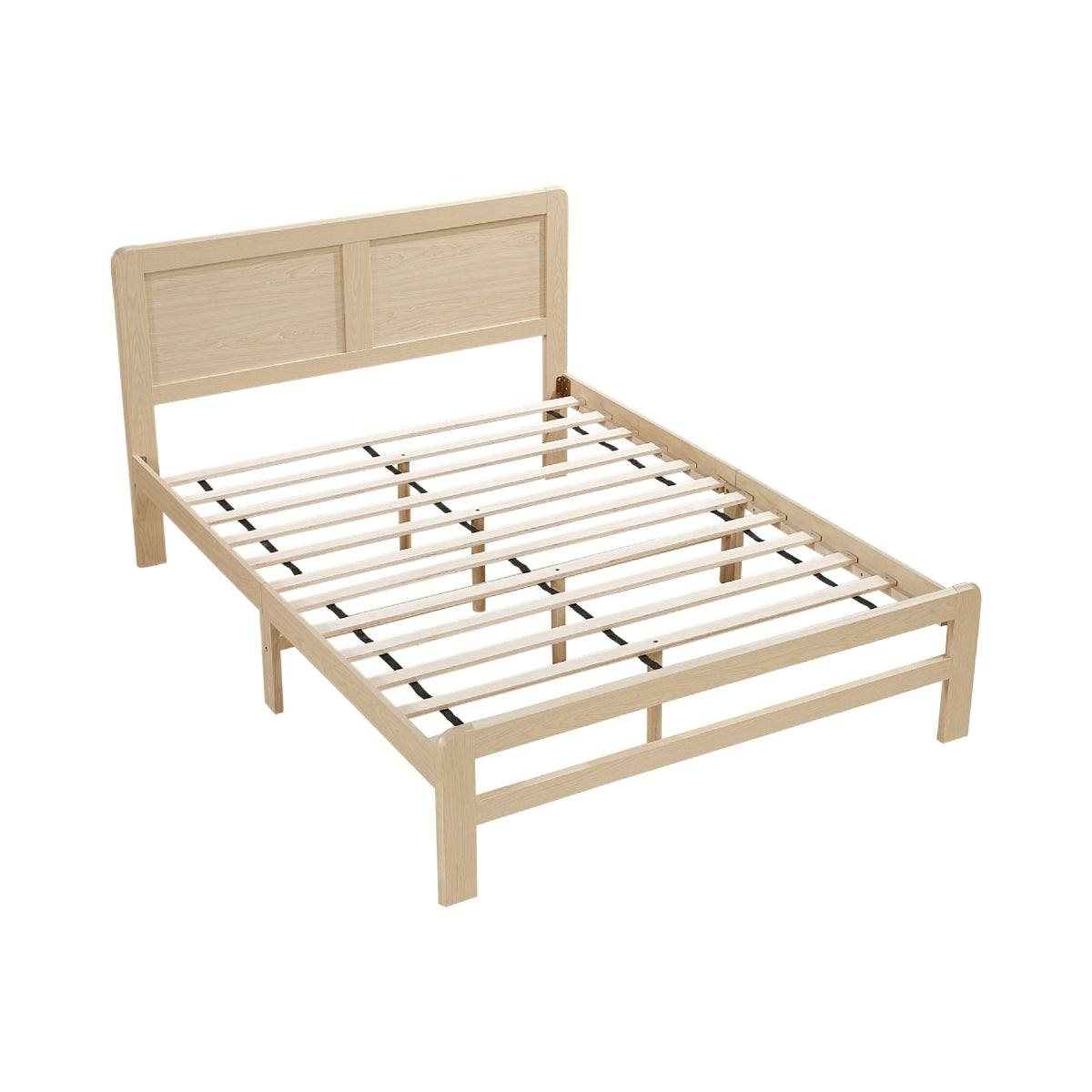 Cary Queen Size Platform Bed w Recessed Panel Headboard, Light Brown  - BM347919