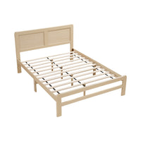 Cary Queen Size Platform Bed w Recessed Panel Headboard, Light Brown  - BM347919