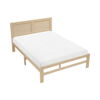 Cary Queen Size Platform Bed w Recessed Panel Headboard, Light Brown  - BM347919