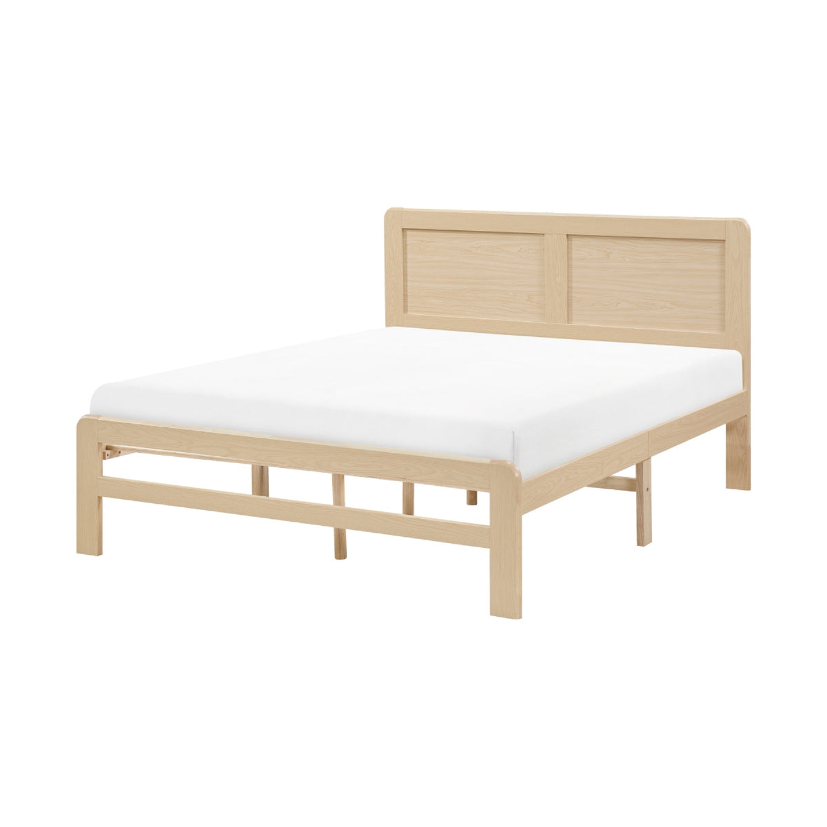 Cary Queen Size Platform Bed w Recessed Panel Headboard, Light Brown  - BM347919