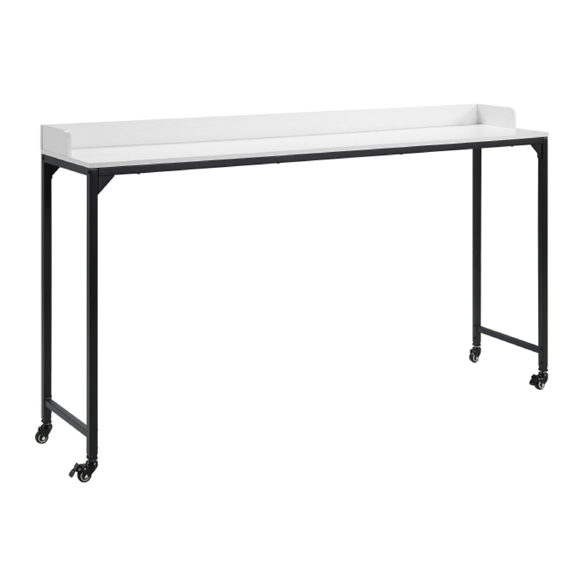 Sem Bed Desk, 72 Inch White Top w Adjustable Height, Black Metal Legs  - BM347920