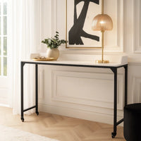 Sem Bed Desk, 72 Inch White Top w Adjustable Height, Black Metal Legs  - BM347920