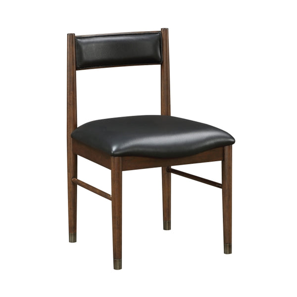 Coly Dining Side Chair Set of 2, Black Leather Seat and Back, Brown  - BM347922