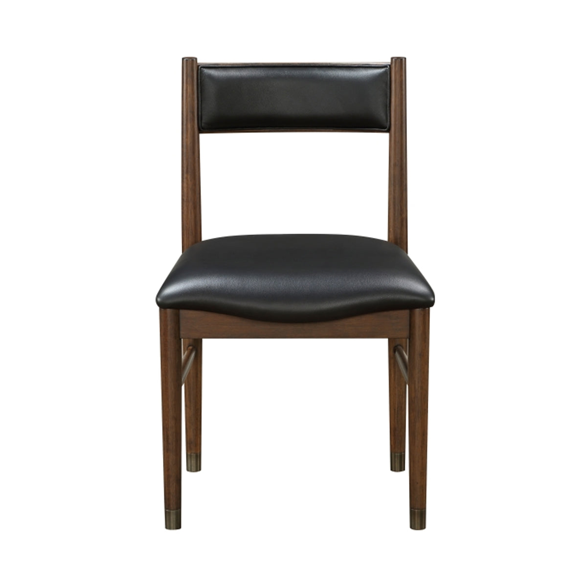 Coly Dining Side Chair Set of 2, Black Leather Seat and Back, Brown  - BM347922