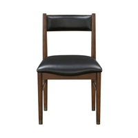 Coly Dining Side Chair Set of 2, Black Leather Seat and Back, Brown  - BM347922