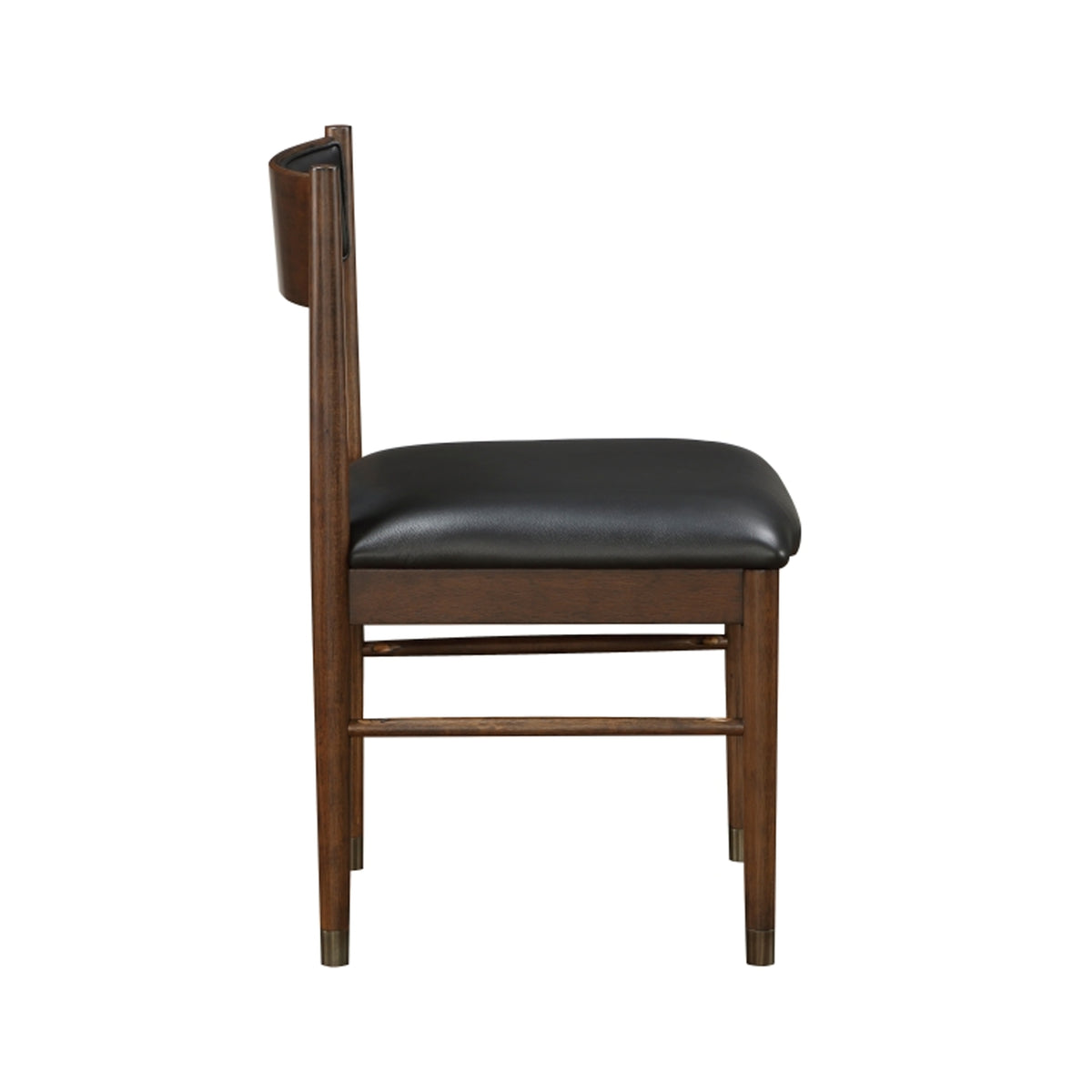 Coly Dining Side Chair Set of 2, Black Leather Seat and Back, Brown  - BM347922