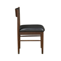 Coly Dining Side Chair Set of 2, Black Leather Seat and Back, Brown  - BM347922