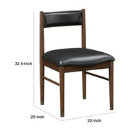 Coly Dining Side Chair Set of 2, Black Leather Seat and Back, Brown  - BM347922