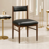 Coly Dining Side Chair Set of 2, Black Leather Seat and Back, Brown  - BM347922