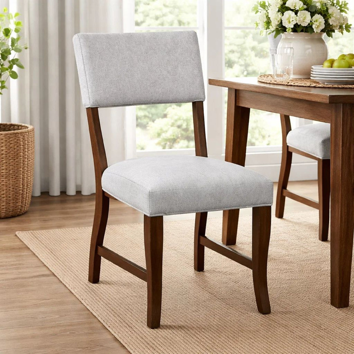 Ady Dining Side Chair Set of 2, Gray Chenille Seat and Back  - BM347923