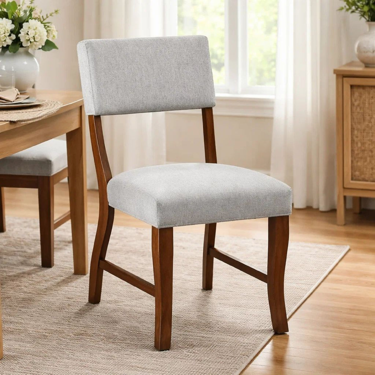 Ady Dining Side Chair Set of 2, Gray Chenille Seat and Back  - BM347923