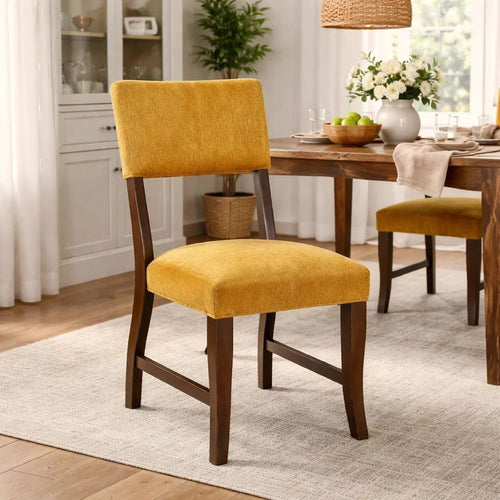 Ady Dining Side Chair Set of 2, Yellow Chenille Seat and Back  - BM347924
