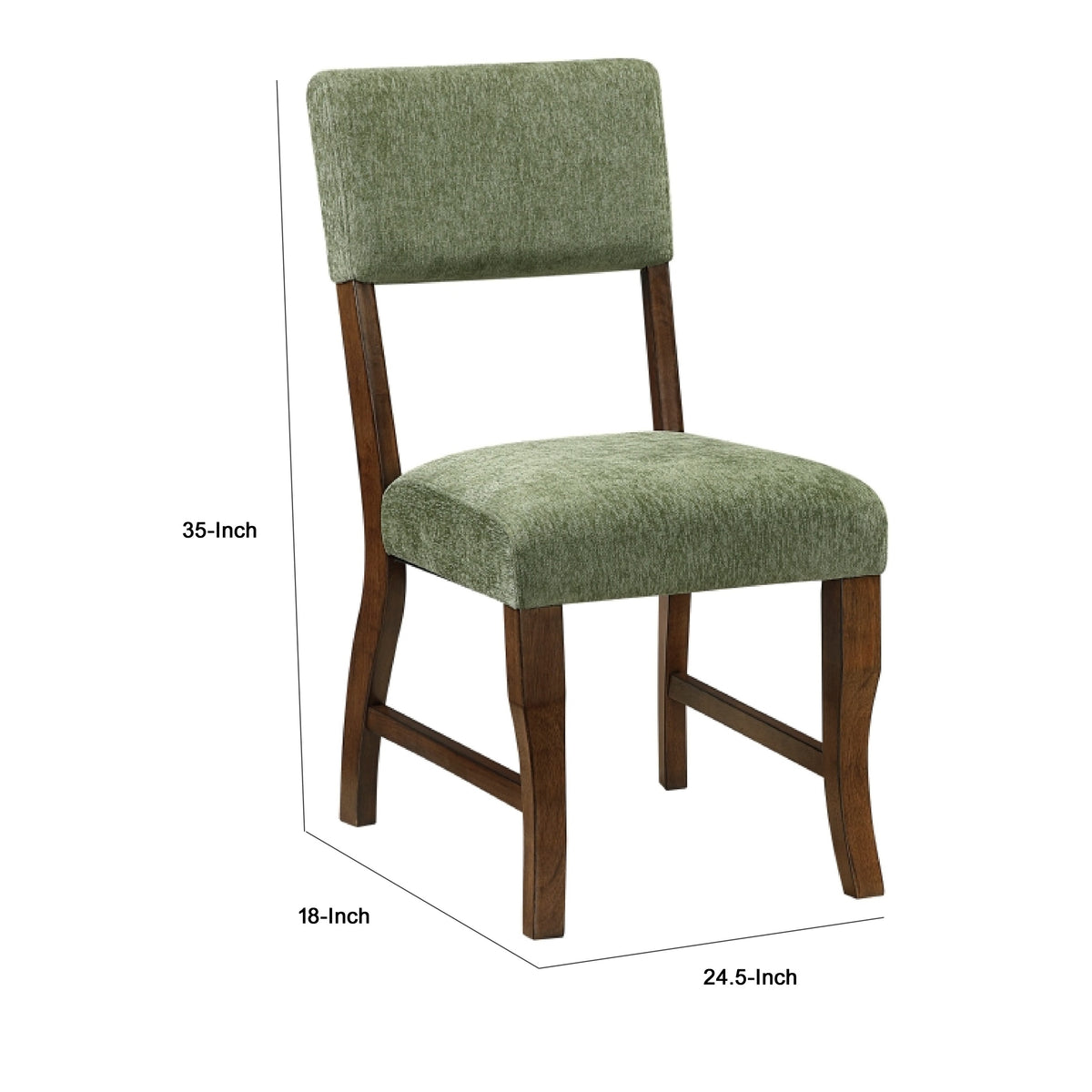 Ady Dining Side Chair Set of 2, Green Chenille Seat and Back  - BM347925