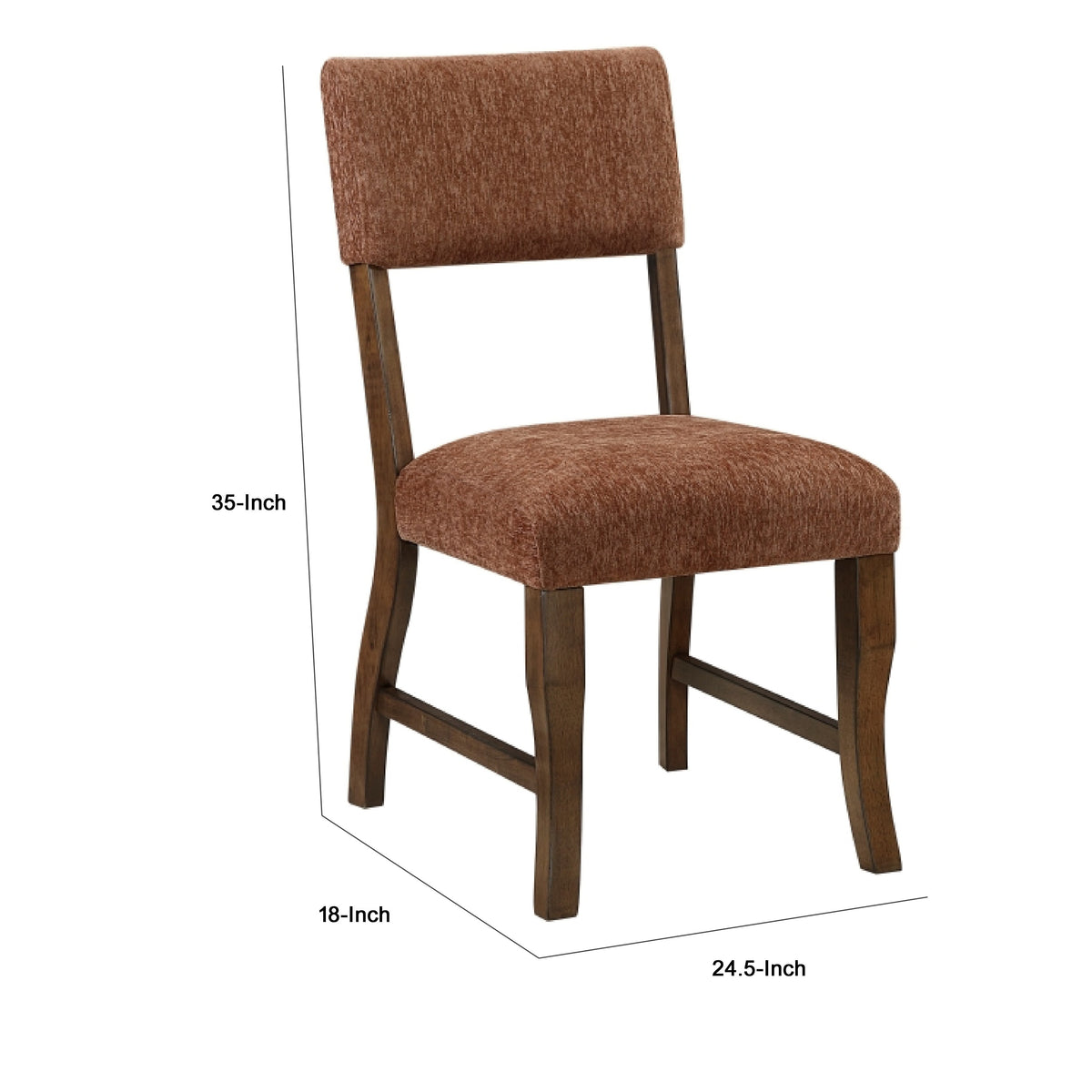 Ady Dining Side Chair Set of 2, Rust Red Chenille Seat and Back  - BM347926