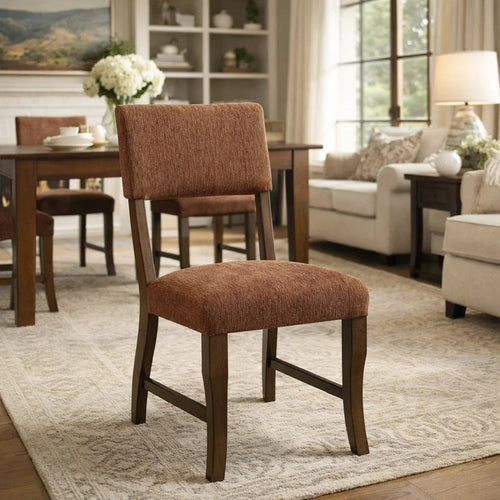 Ady Dining Side Chair Set of 2, Rust Red Chenille Seat and Back  - BM347926