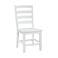 Reddy Dining Side Chair Set of 2, White Ladderback Design w Plank Seat  - BM347927