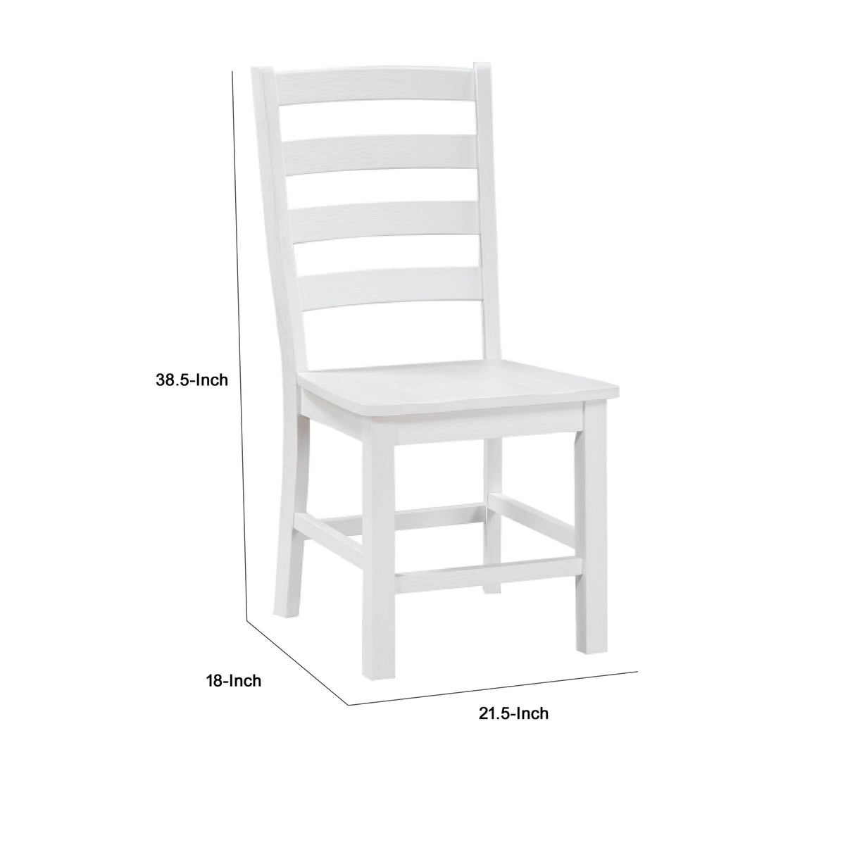 Reddy Dining Side Chair Set of 2, White Ladderback Design w Plank Seat  - BM347927