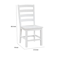 Reddy Dining Side Chair Set of 2, White Ladderback Design w Plank Seat  - BM347927