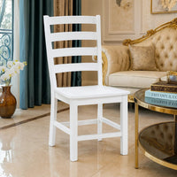 Reddy Dining Side Chair Set of 2, White Ladderback Design w Plank Seat  - BM347927