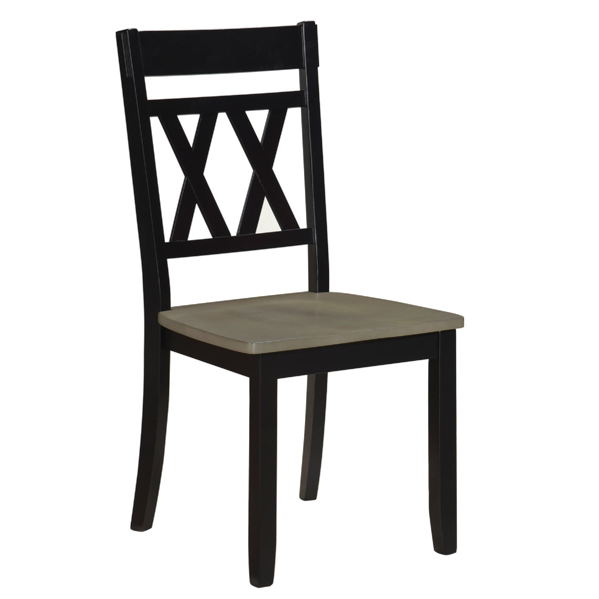 Oma Dining Side Chair Set of 2, Black Farmhouse Cross Design, Graywash Seat  - BM347930