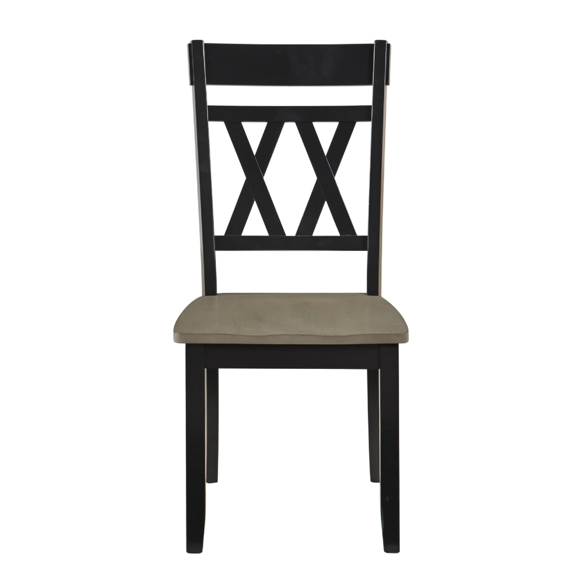 Oma Dining Side Chair Set of 2, Black Farmhouse Cross Design, Graywash Seat  - BM347930